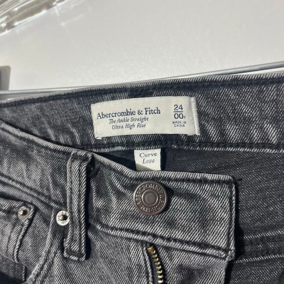 Abercrombie & Fitch Ankle Straight Ultra High Rise Gray Pants Raw Hem Size 24 - Picture 3 of 7